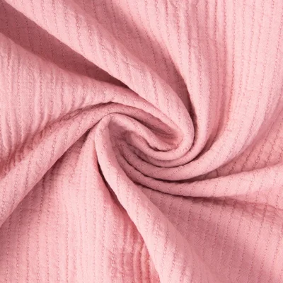 Tissu Coton surpiqué uni Rose - Par 10 cm
