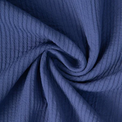 Tissu Coton surpiqué uni Bleu indigo - Par 10 cm