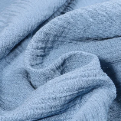 Tissu Double gaze grande largeur uni Bleu denim - Par 10 cm
