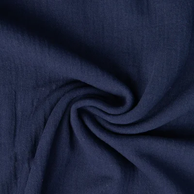 Tissu Double gaze de Coton Twill uni Bleu marine - Par 10 cm