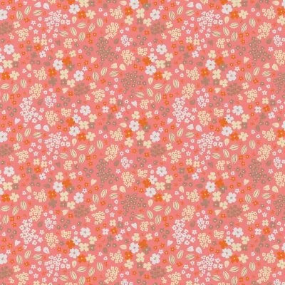 Tissu Coton imprimé Doaby Sorbet sur fond Saumon - Par 10 cm