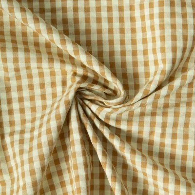 Tissu Coton Seersucker carreaux Vichy Vert anis - Par 10 cm