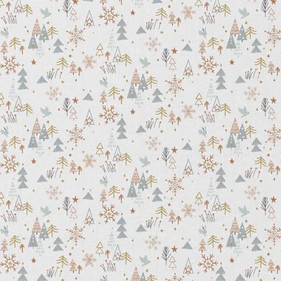 Tissu Coton imprimé Arty Enide Noël sur fond Blanc - Par 10 cm
