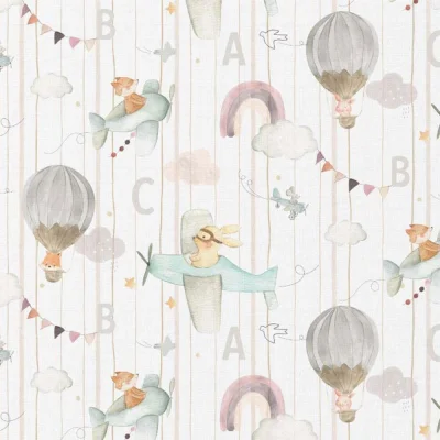 Tissu Coton imprimé digital LittleBird Eolia sur fond Blanc - Par 10 cm