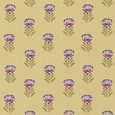 Tissu Coton imprimé Arty Esha fleur sur fond Jaune - Par 10 cm