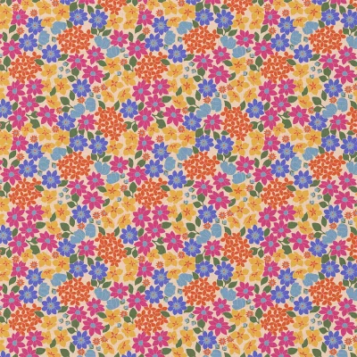 Tissu Coton imprimé Arty Gladys fleuris sur fond Rose saumon - Par 10 cm