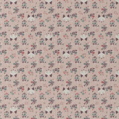 Tissu Jersey Coton Goops fleuris sur fond Rose pâle - Par 10 cm