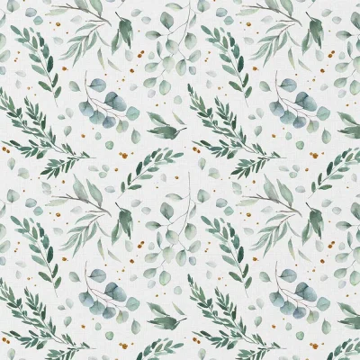 Tissu Coton imprimé Ito vert sur fond Blanc - Par 10 cm