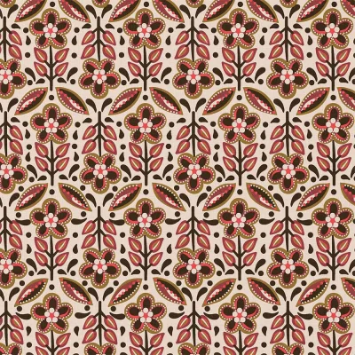 Tissu Coton imprimé Arty Jaklyn floral sur fond Ecru - Par 10 cm