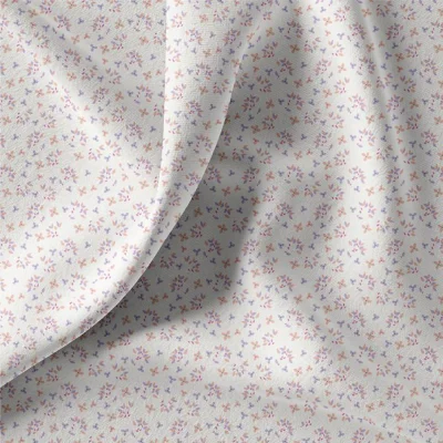 Tissu Jersey Coton Jefina fleuris sur fond Blanc cassé - Par 10 cm