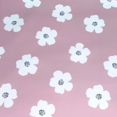 Tissu Imperméable déperlant Jexy Fleur sur fond Rose - Par 10 cm