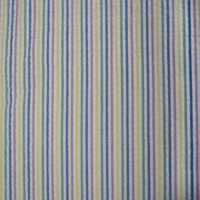 Tissu Coton imprimé rayures Linbay violettes sur fond Blanc - Par 10 cm