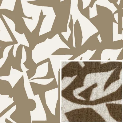 Tissu Fausse fourrure Mouton Korabi écru sur fond Taupe - Par 10 cm