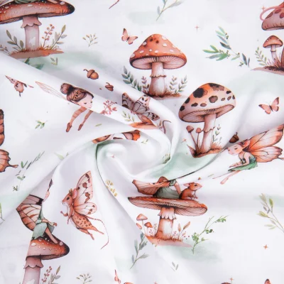 Tissu Coton imprimé Arty Arthur esprit féerique sur fond Blanc - Par 10 cm