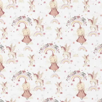 Tissu Coton imprimé digital LittleBird Linette sur fond Blanc - Par 10 cm