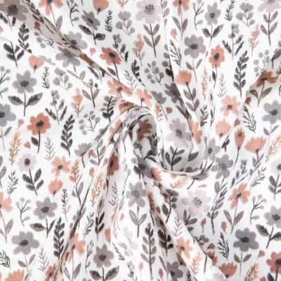 Tissu Double gaze de Coton Maddy petites fleurs Pastel sur fond Blanc - Par 10 cm