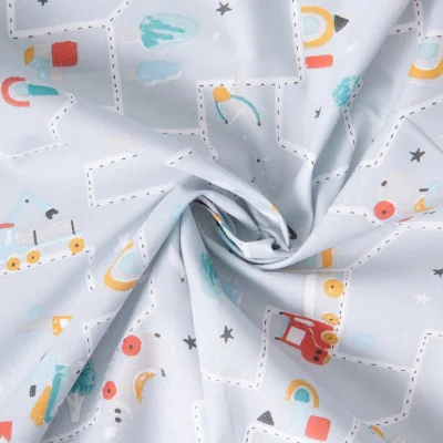 Tissu Coton imprimé Midriwa Routes et voitures enfants sur fond Bleu gris - Par Coupon de 3m