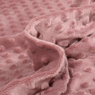 Tissu Minky Ultra doux Pois Rose romantique - Par 10 cm