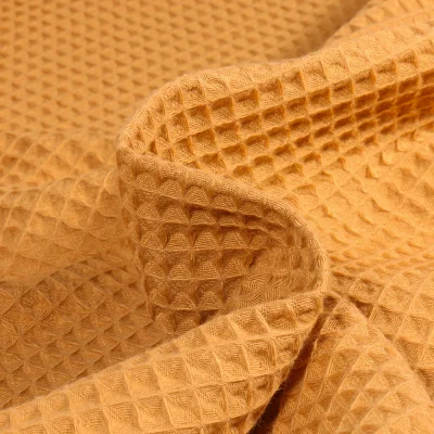 Tissu Nid d&#039;abeille Jaune safran - Par 10 cm