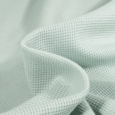 Tissu Jersey Nid d&#039;abeille uni Vert menthe clair - Par 10 cm