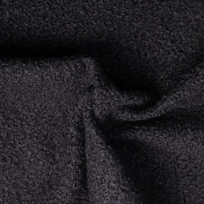Tissu Lainage Bouclettes uni Noir - Par 10 cm