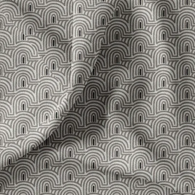 Tissu Toile de Coton Canvas Pelion gris sur fond Ecru - Par 10 cm