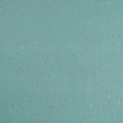 Tissu Double gaze Baya Pois dorés sur fond Vert de gris  - Par 10 cm