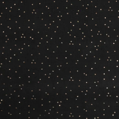 Tissu Double gaze Baya Pois dorés sur fond Noir - Par 10 cm