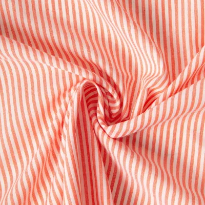 Tissu Coton Viscose Ruth rayé Orange - Par 10 cm