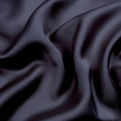 Tissu Satin Duchesse uni Bleu marine - Par 10 cm