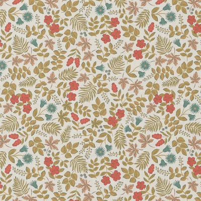 Tissu Coton imprimé Arty Sho fleuris sur fond Blanc cassé - Par 10 cm