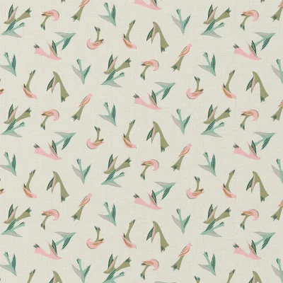 Tissu Coton imprimé Arty Voltige sur fond Blanc cassé - Par 10 cm