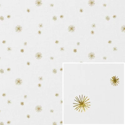 Tissu Canvas Etoiles dorées sur fond Blanc - Par 10 cm