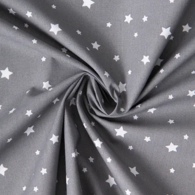 Tissu Coton imprimé Zetoil étoiles blanches sur fond Gris acier - Par Coupon de 3m