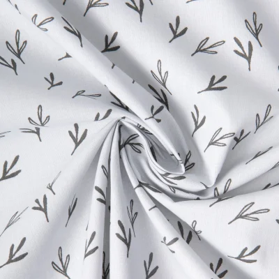 Tissu Coton imprimé Zefir brindilles sur fond Blanc cassé - Par Coupon de 3m