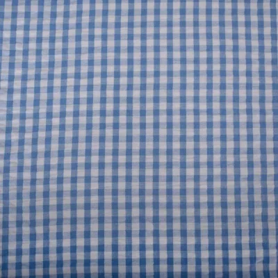 Tissu vichy Celvia bleu sur fond Blanc - Par 10 cm