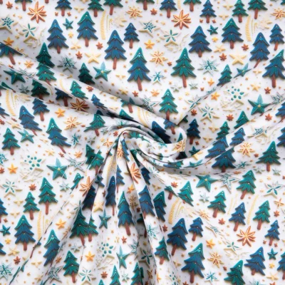 Tissu Coton imprimé Niko forêt magique sur fond Blanc - Par 10 cm