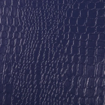 Tissu Simili cuir Croco Bleu marine - Par 10 cm