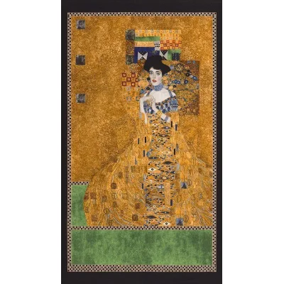 Tissu Robert Kaufman Gustav Klimt Femme sur fond Or - Par panneau de 60 cm