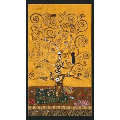 Tissu Robert Kaufman Robert Kaufman Gustav Klimt arbre sur fond Or - Par panneau de 60 cm