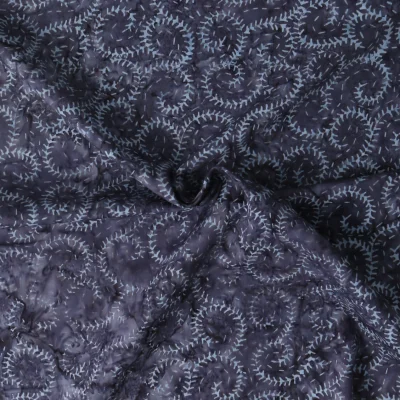 Tissu Coton imprimé Batik Inkora sur fond Bleu nuit - Par 10 cm