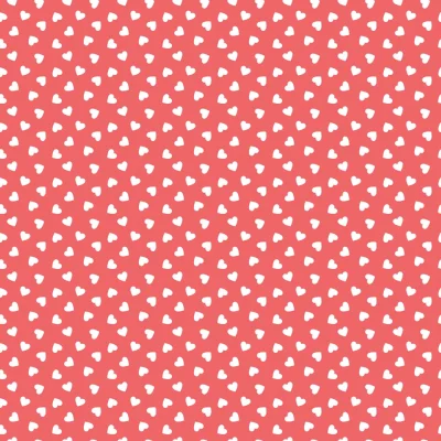 Tissu Coton imprimé Coeurs blancs sur fond Rouge - Par 10 cm