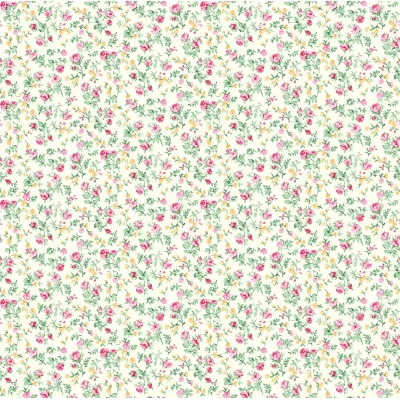 Tissu Coton imprimé Fleuris Aldo sur fond Ecru - Par 10 cm