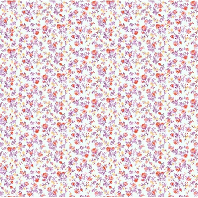 Tissu Coton imprimé Fleuris Aldo lilas sur fond Blanc - Par 10 cm