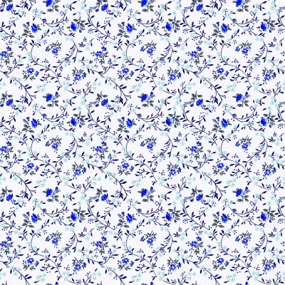 Tissu Coton imprimé Fleuris Afonso sur fond Blanc - Par 10 cm