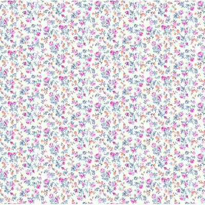 Tissu Coton imprimé Fleuris Aldo sur fond Blanc - Par 10 cm