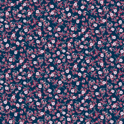 Tissu Coton imprimé Fleuris Giorgio sur fond Bleu marine - Par 10 cm