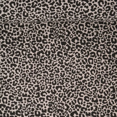 Tissu Toile de Coton aspect lin Léoléo noir sur fond Naturel - Par 10 cm