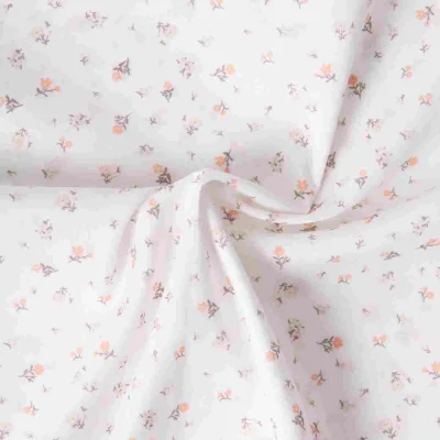 Tissu Popeline de Coton légère Petites fleurs Poema sur fond Blanc cassé - Par 10 cm