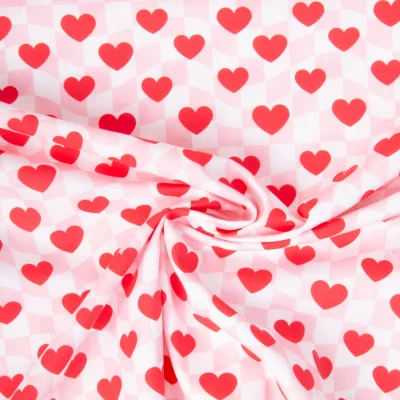 Tissu Coton imprimé Love coeurs intense sur fond Blanc - Par 10 cm